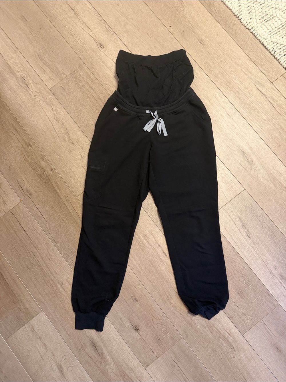 Figs Black Maternity Jogger Scrub Pants with Drawstring